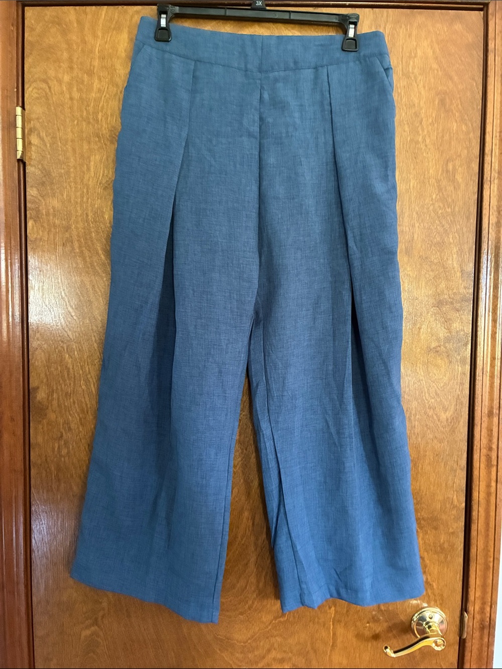 Zanzea Slate Blue Wide-Leg Pleated Pants with Elastic Size 3XL